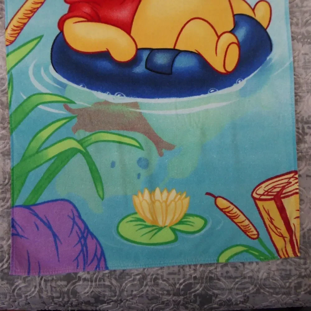 Vintage Disney Winnie The Pooh Beach Towel Float Lazy River Blue Umbrella 29x52
